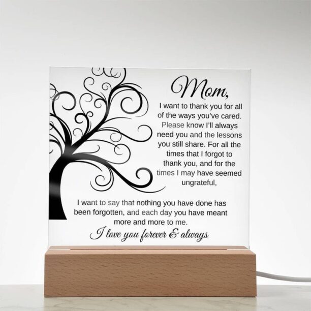 Thank You For All The Ways You've Cared Square Acrylic Plaque, Sentimental Xmas Gift for Mom, Minimalist Decor