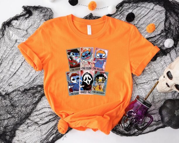 Stitch Horror Tarot Cards Shirt, Horror Stitch Characters Shirt Sweatshirt Hoodie, Halloween Horror Party Shirt