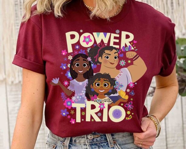 Encanto Group Shot Power Trio Poster T-Shirt, Disney Bruno Mirabel Luisa Matching Tee