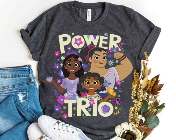 Encanto Group Shot Power Trio Poster T-Shirt, Disney Bruno Mirabel Luisa Matching Tee