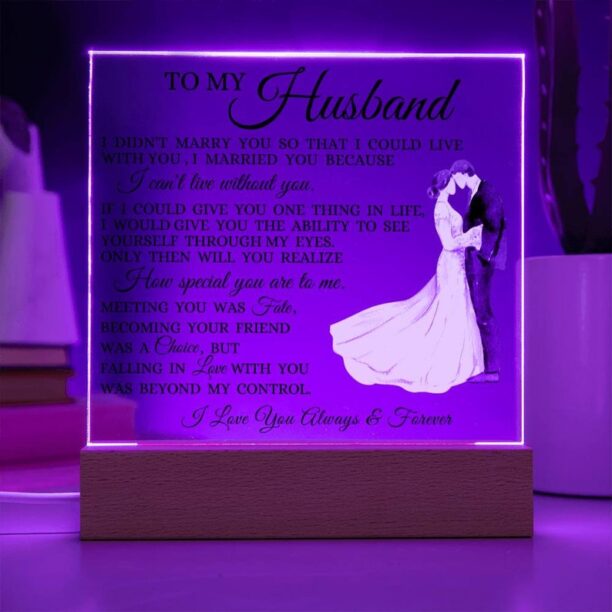 To My Husband "I Can't Live Without You" Acrylic Plaque, Gift for Husband, Anniversary Present to Husband