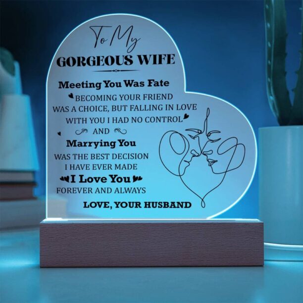 Wife Gift - Meeting You Was Fate - Personalized Heart Shaped Acrylic Plaque Anniversary Wedding Birthday Christmas