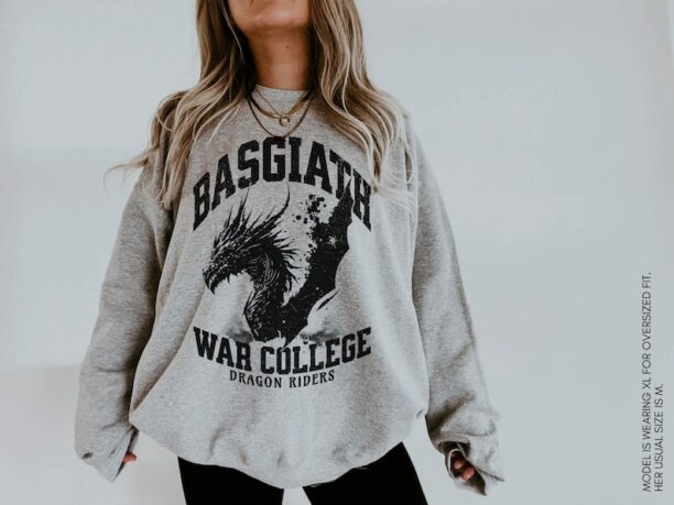 Fourth Wing Crewneck Basgiath War College Dragon Rider Shirt Violet Sorrengail Xaden Riorson YA Dark Fantasy Academia