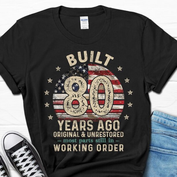 Built 80 Years Ago Shirt, Vintage 1944 Shirt, 80th Birthday Gift, Turning 80 Gift, Retro Classic T-Shirt for Him