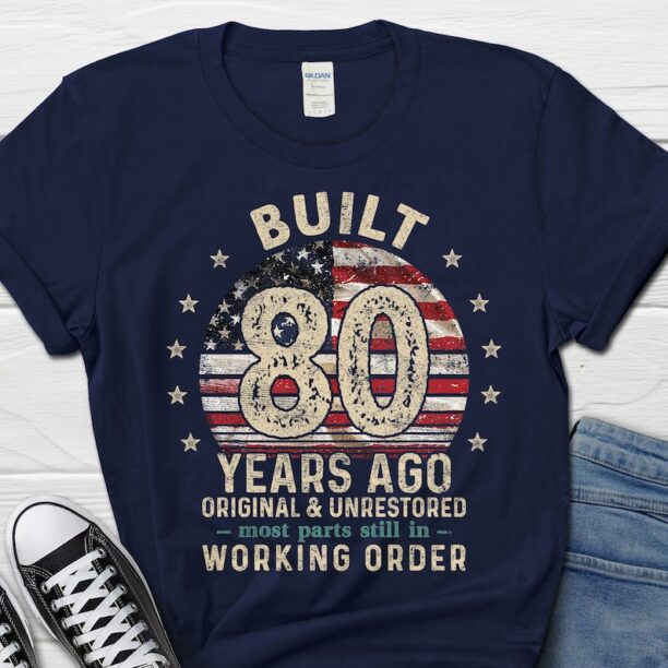 Built 80 Years Ago Shirt, Vintage 1944 Shirt, 80th Birthday Gift, Turning 80 Gift, Retro Classic T-Shirt for Him