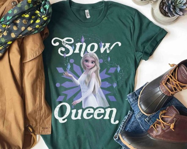 Frozen 2 Elsa Snow Queen Portrait T-Shirt, Disney Princess Anna Olaf Sven Kristoff Tee