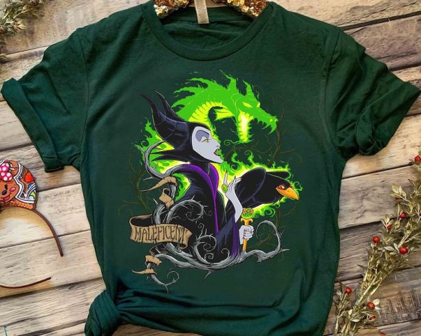 Sleeping Beauty Villains Maleficent Dragon Queen Of Thorns T-Shirt, Disney Aurora Princess Philip Prince Tee