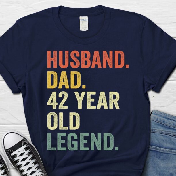 42nd Birthday Gift for Men, Husband Dad 42 Year Old Legend Shirt, 42nd Birthday Tee for Him, 42 Birthday Dad Gift