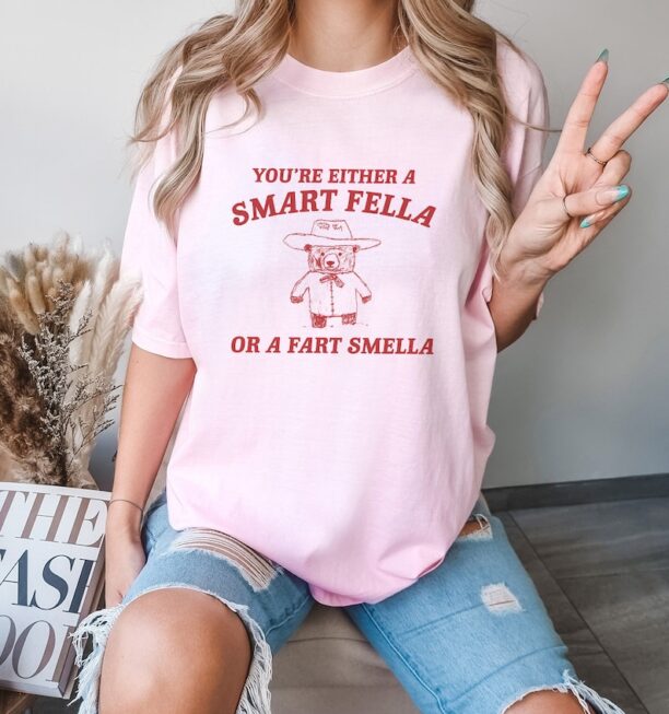 Are You A Smart Fella Or Fart Smella? Retro Cartoon T Shirt, Weird T Shirt, Meme T Shirt, Trash Panda T Shirt, Unisex