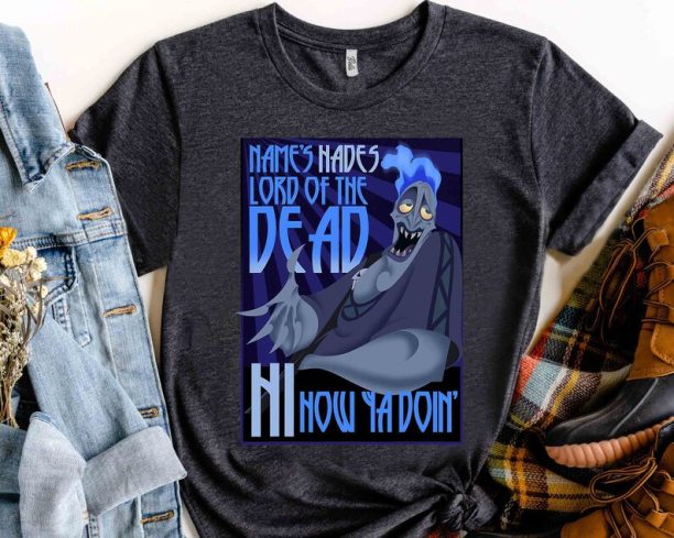 Funny Disney Villains The Name's Hades Quote Graphic T-Shirt, Hercules Megara Phil Tee