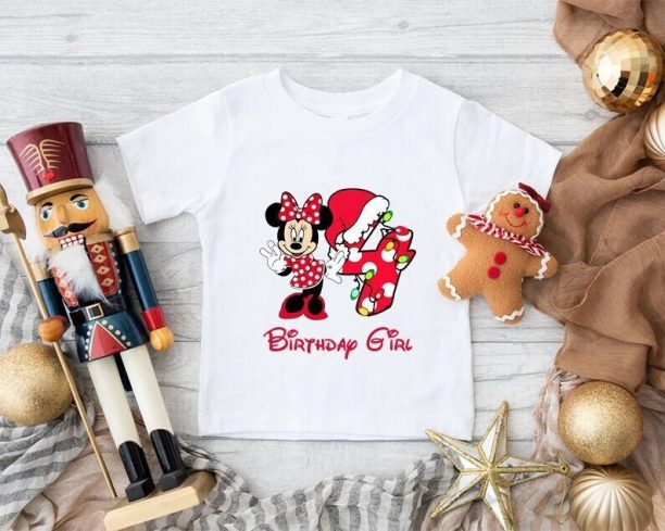 Birthday Girl Shirt, Toddler Christmas, Minnie Mouse, Kids Christmas Gift, Custom Shirt, Birthday Gift, Disney Christmas