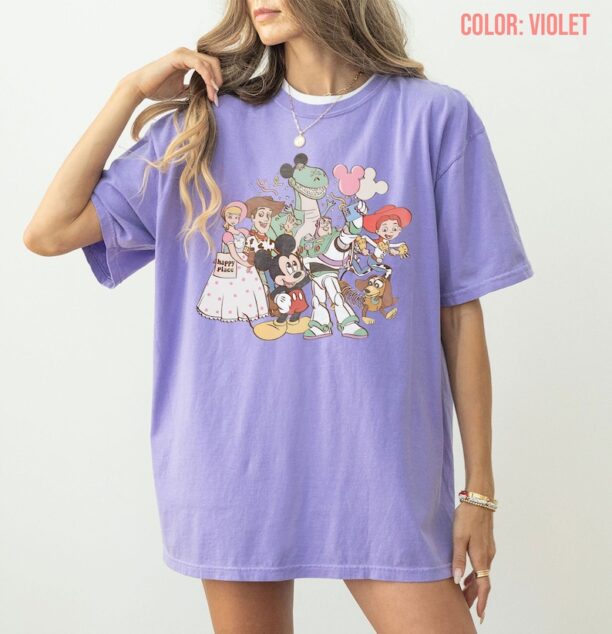 Cute Disney Mickey Mouse & Toy Story Characters Squad Take Photo Retro Shirt, Disneyland Family Trip Shirt