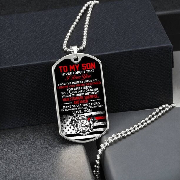 Firefighter Dog Tag Necklace, Personalized Dog Tag, To My Son Gifts, Custom Gifts for Son, Firefighter Gifts