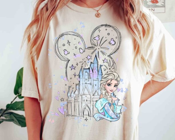 Disney Castle Frozen Elsa Princess Portrait Mickey Ears Shirt