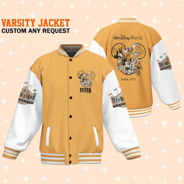 Personalize Disney Walt Disney World Varsity Jacket, Matching Baseball Team Outfit, Adult Varsity Jacket