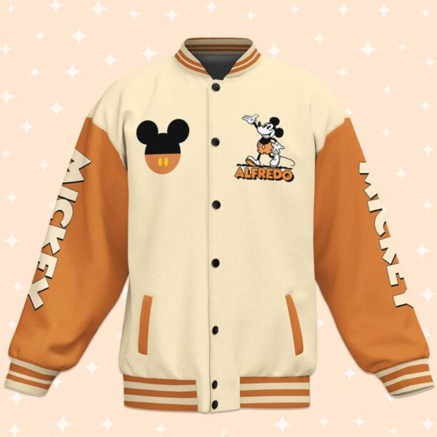 Personalize Jersey Mickey Vintage Orange Color Varsity Jacket, Matching Baseball Team Outfit, Adult Varsity Jacket