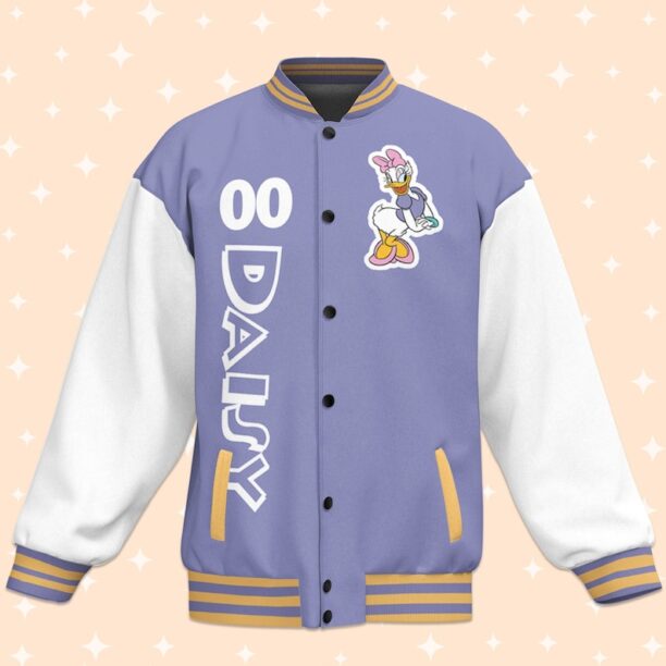 Custom Daisy Purple Varsity Jacket, Adult Varsity Jacket, Personalized Disney Jacket, Daisy Jacket, Baseball Outfit