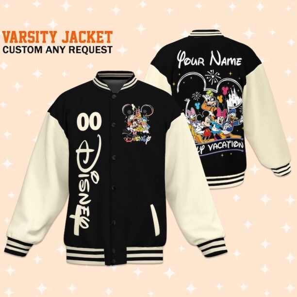 Custom Disney Trip Vacation Varsity Jacket, Adult Varsity Jacket, Personalized Disney Jacket, Baseball Team Outfit