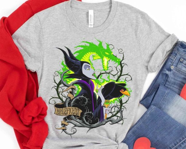 Sleeping Beauty Villains Maleficent Dragon Queen Of Thorns T-Shirt, Disney Aurora Princess Philip Prince Tee