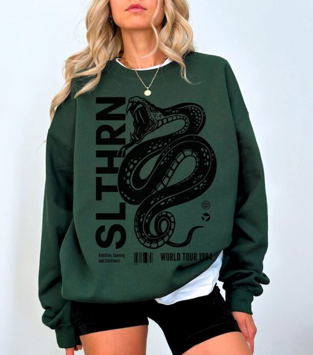 Green House Sweater UNISEX Vintage Band Shirt Slthrn Sweatshirt Malfoy Crewneck Dark Arts HP Shirt Bookish Merch