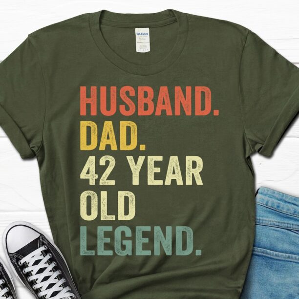 42nd Birthday Gift for Men, Husband Dad 42 Year Old Legend Shirt, 42nd Birthday Tee for Him, 42 Birthday Dad Gift