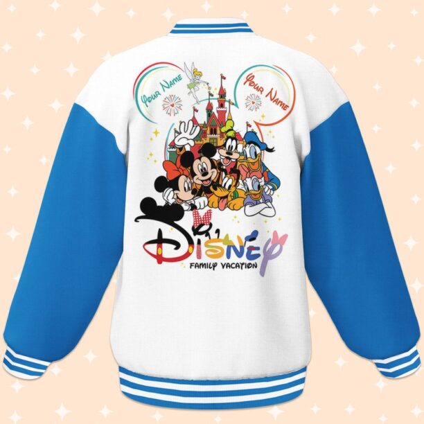 Custom Disney Family Vacation Donald Varsity Jacket, Adult Varsity Jacket, Personalized Jacket, Baseball Team Outfit