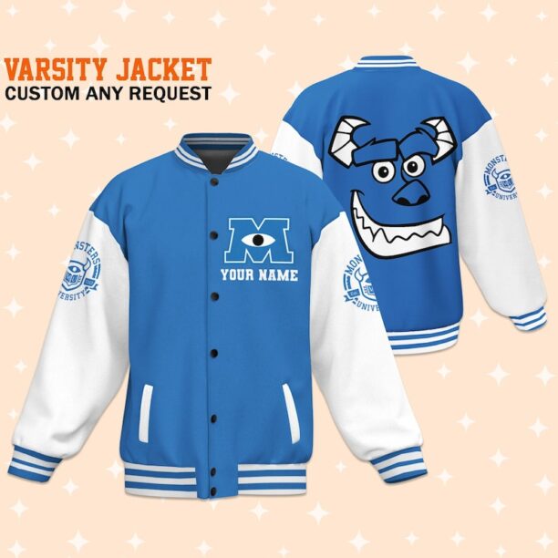 Personalize Monster University Sully Head Varsity Jacket, Adult Varsity Jacket, Baseball Team Outfit