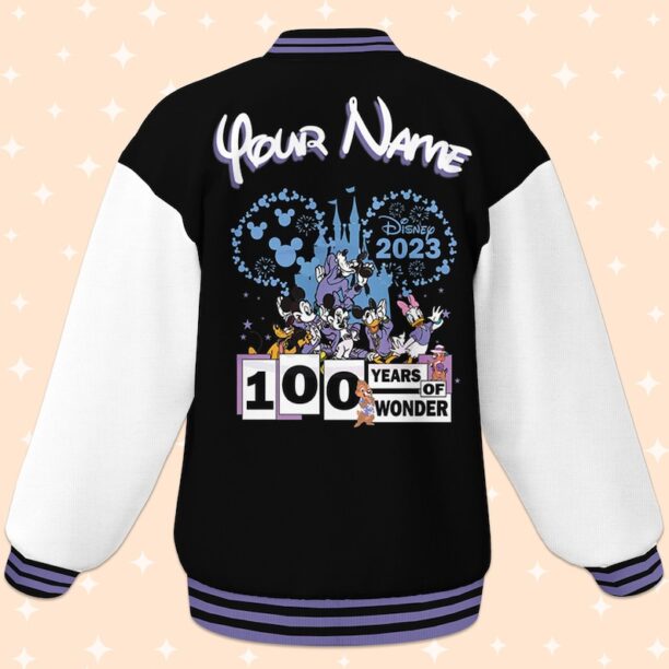 Custom Disney 100 Years Varsity Jacket, Adult Varsity Jacket, Personalized Disney Jacket, Baseball Team Outfit