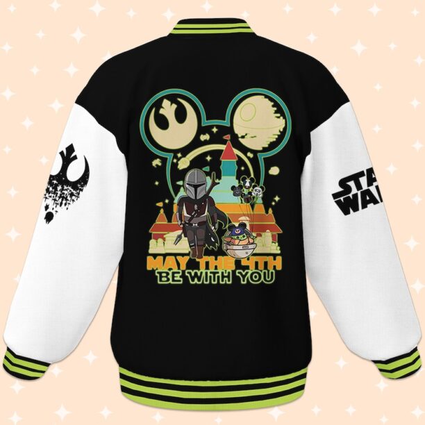 Personalize Star War Yoda Mickey Head Castle, Unisex Baseball Outfit, Varsity Jacket, Matching Baseball Team Outfit