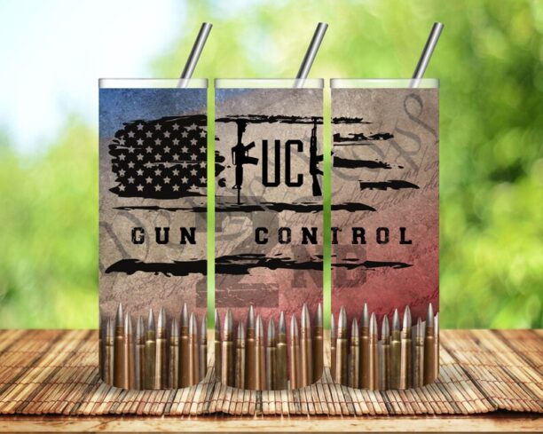 2nd Amendment 'Fuck Gun Control' 20 ounce Sublimation Tumbler