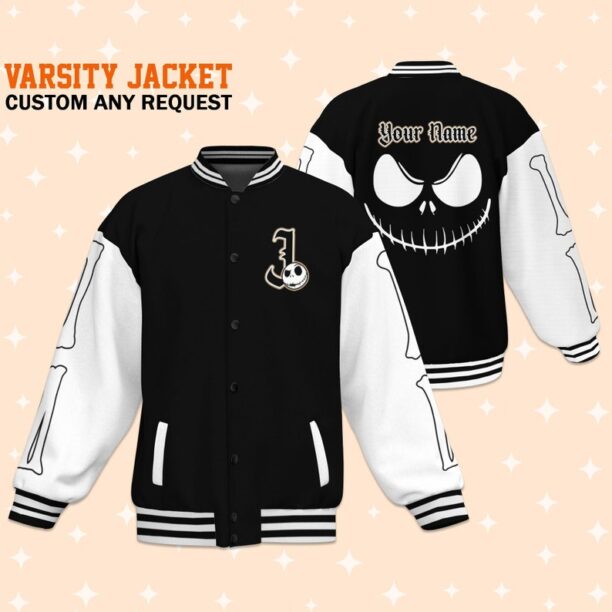 Personalize Disney Jack Skellington Black, For disney fan, Custom Disney Jacket, Matching Baseball Team Outfit