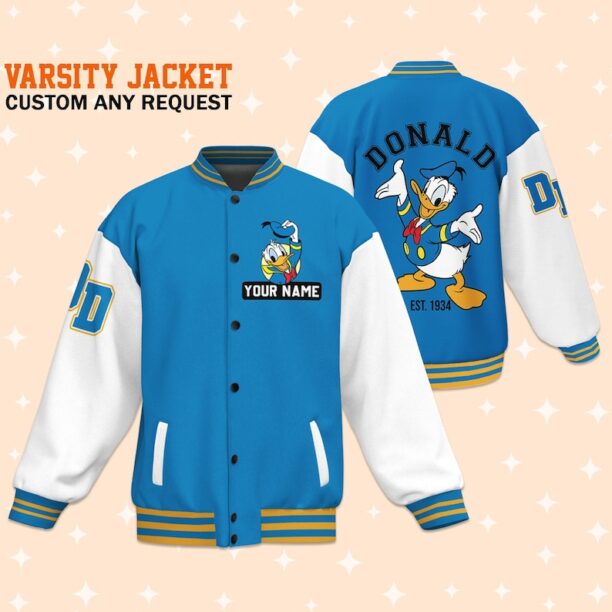 Personalize Disney Vintage Donald Duck, For disney fan, Custom Disney Jacket, Matching Baseball Team Outfit