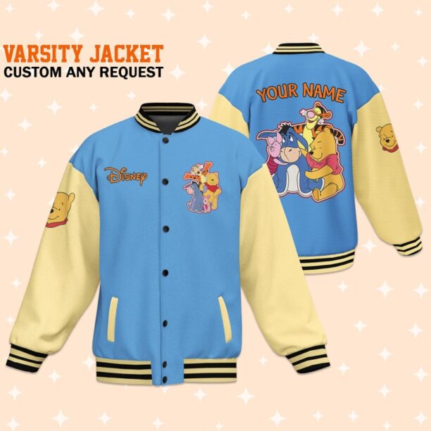 Personalize Winnie The Pooh And Friends, Disney Varsity Jacket, Adult Varsity Jacket, Uniform Varsity