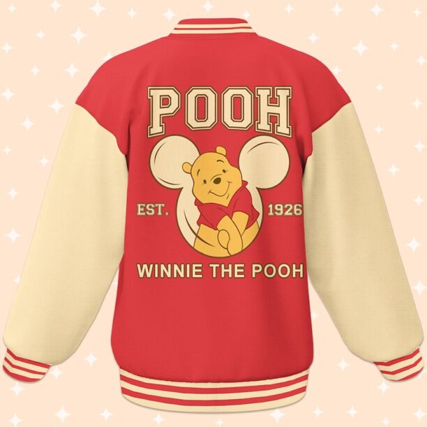 Personalize Winnie The Pooh Hundred Acre Woods Red, Adult Varsity Jacket, Uniform Varsity, Gift For Boyfriend, Besties