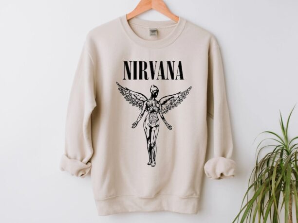 Nirvana Unisex Sweatshirt 90s Vintage Band Shirt In Utero Crewneck Nirvana Tour Hoodie Kurt Cobain Oversized Music Rock