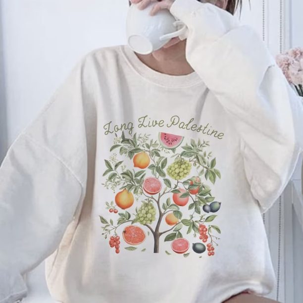 Fruits of Palestine Sweatshirt Watermelon Sweatshirt Fruit Sweatshirt Plaestine Olive Tree Palestine Sweatshirt Fig