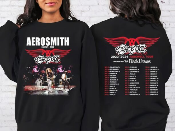 Aerosmith 2023 - 2024 Peace Out Farewell Tour with The Black Crowes Tour Shirt, Aerosmith Band Fan Shirt, Sweatshirt