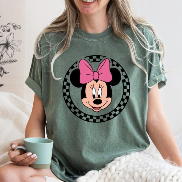 Comfort Colors® Minnie Mouse Shirt, Retro Disney Shirts, Minnie Checkered Shirt, Disney Gift Shirts, Disney Shirts Women