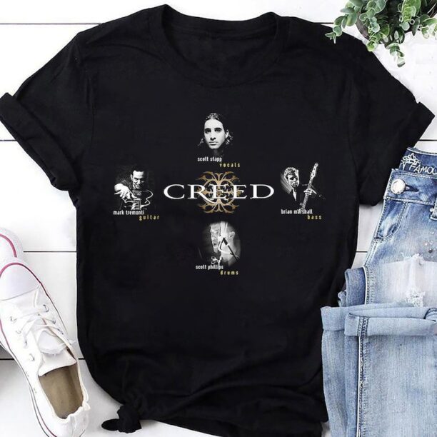 Signatures Creed Band Members T-Shirt, Creed Band Fan Gift Shirt, Creed 2024 Tour T-Shirt, Rock Band Creed Graphic Shirt