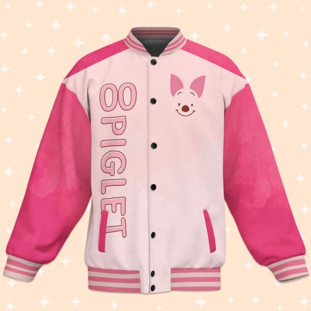 Custom Piglet Fun Varsity Jacket, Adult Varsity Jacket, Personalized Disney Jacket, Baseball Team Outfit