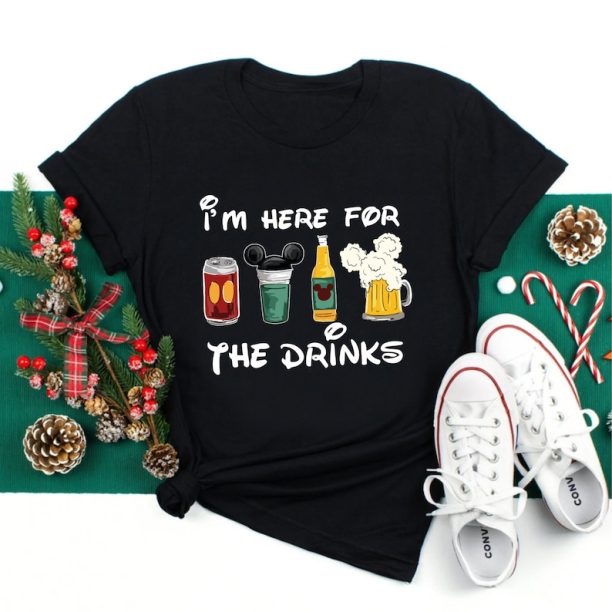 I Am Here For The Drinks Shirt, Mickey Minnie Shirt, Disneyworld Shirt, Disney Castle Shirt, Disney Trip Gift Shirt