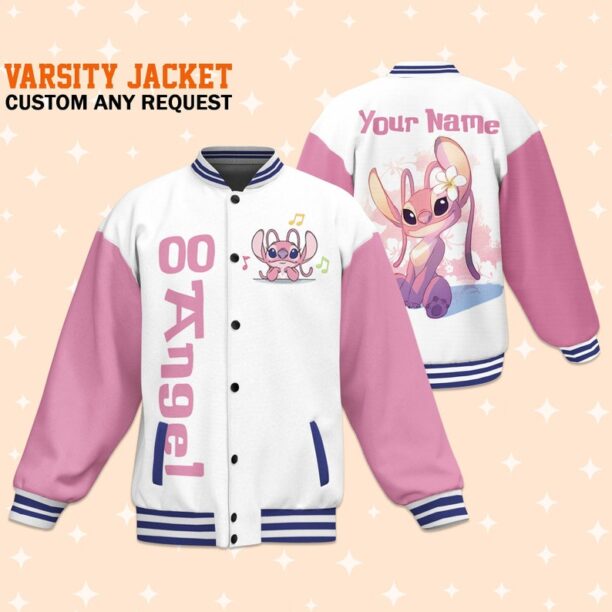 Custom Angel Varsity Jacket, Adult Varsity Jacket, Personalized Disney Jacket, Baseball Outfit, Disney Angel Outfit