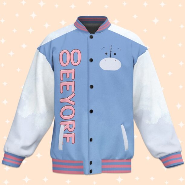 Custom Eeyore Fun Varsity Jacket, Adult Varsity Jacket, Personalized Disney Jacket, Baseball Team Outfit