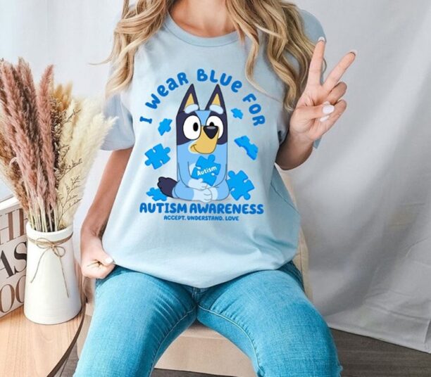 Bluey Autism Shirt | Bluey Bingo Autism Shirt | Bluey Autism Kids Shirt | Bluey I Wear Blue For Autism Awareness