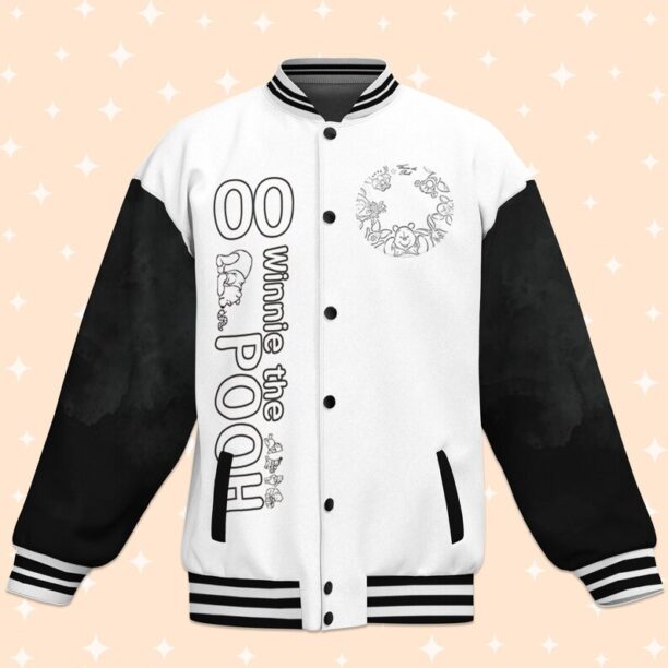 Custom Team Winnie the Pooh Varsity Jacket, Adult Varsity Jacket, Personalized Disney Jacket, Baseball Team Outfit