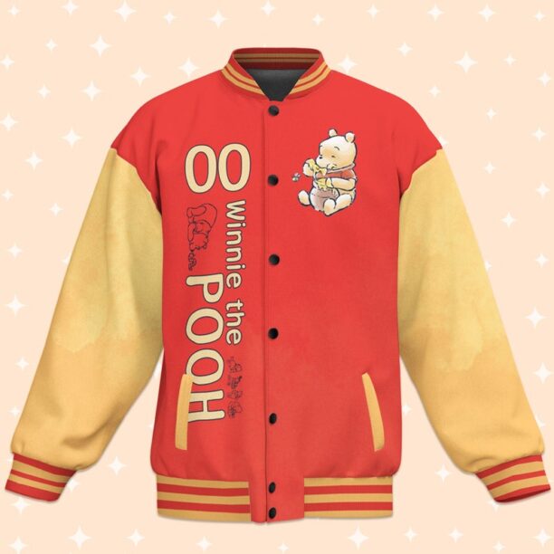 Custom Winnie the Pooh Varsity Jacket, Adult Varsity Jacket, Personalized Disney Jacket, Baseball Team Outfit