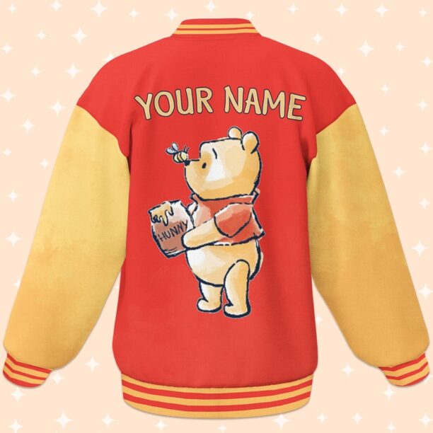 Custom Winnie the Pooh Varsity Jacket, Adult Varsity Jacket, Personalized Disney Jacket, Baseball Team Outfit