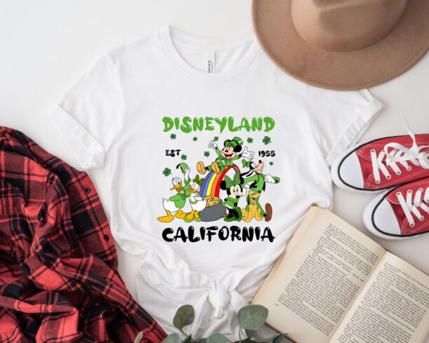 St. Patrick's Disneyland California Est 1955 Shirt, Disney Mickey And Friends Shamrock T-Shirt, Patrick's Day Shirt