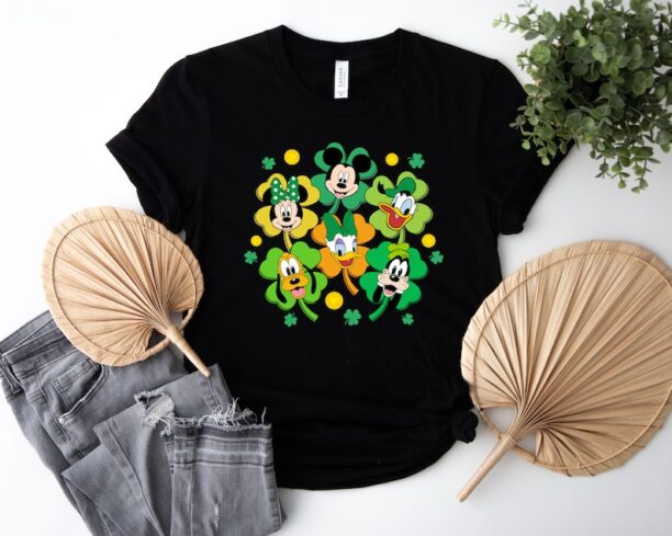 Disney Mickey And Friends Four Leaf Clover Shirt, Disney Characters St Patrick's T-Shirt, St Patrick's Day Tee