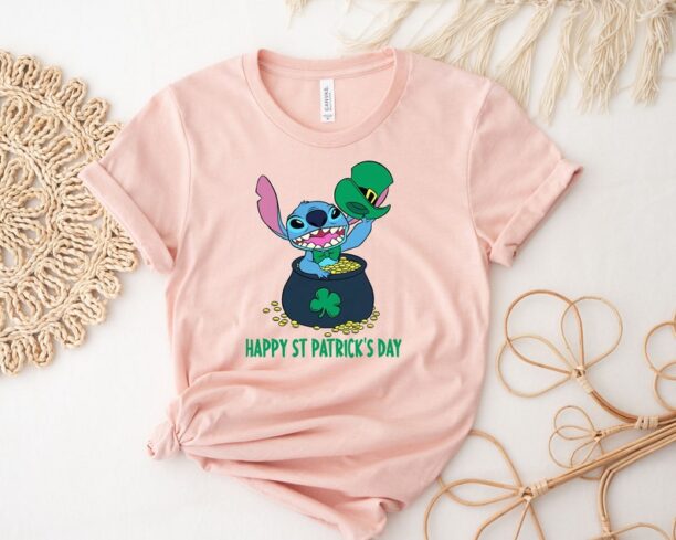 Happy St Patrick's Day Stitch Shirt, Disney Stitch Shamrock T-Shirt, Patrick's Day Shirt, Disney Shamrock Shirt